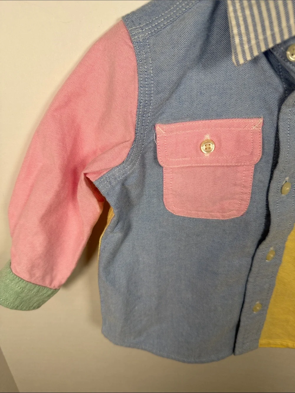 Ralph Lauren Pastel button down color block pink blue yellow green